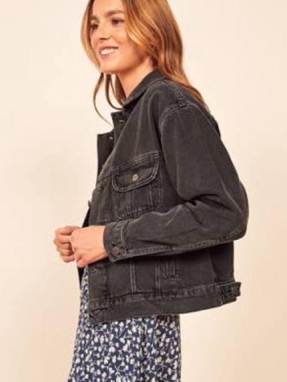 Reformation Black Washed Denim Oversized Jean Jacket